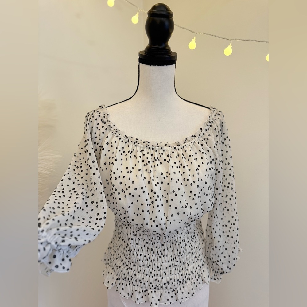 🌾‎ Anthropologie Lucia Off-the-shoulder Polka Dot Blouse